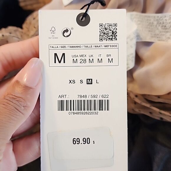 Zara polka dot ruffle cropt top sz medium - Picture 5 of 6